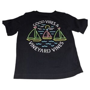 Vineyard Vines Toddler Black Tee with Neon Sailboat Graphic